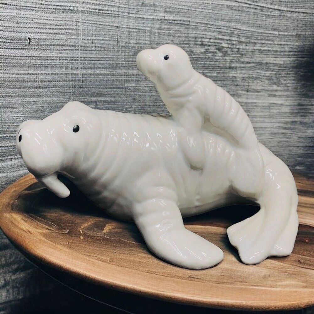 White Ceramic MOM Dad AND BABY WALRUS FIGURINE Zoo Aquarium Souvenir ￼GOT - Picture 5 of 10